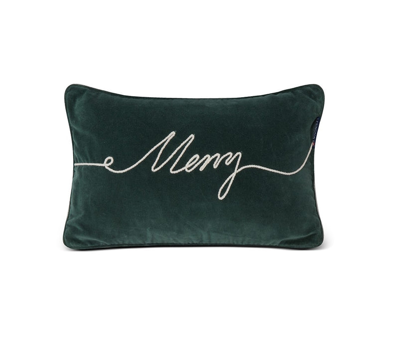 Merry Cotton Velvet Pillow, Green