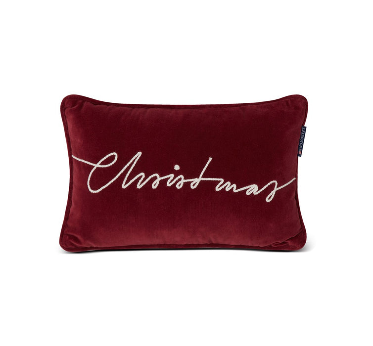Christmas Cotton Velvet Pillow, Red